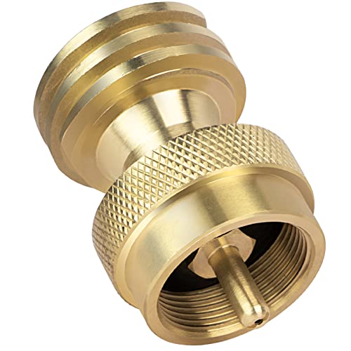 GASPRO 1lb Propane Tank Adapter, 20lb to 1lb Converter, Hook Up Small Propane Tanks When 20lb Ran Out, Solid Brass - Image 1