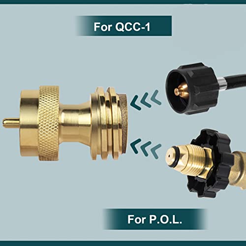 GASPRO 1lb Propane Tank Adapter, 20lb to 1lb Converter, Hook Up Small Propane Tanks When 20lb Ran Out, Solid Brass - Image 3