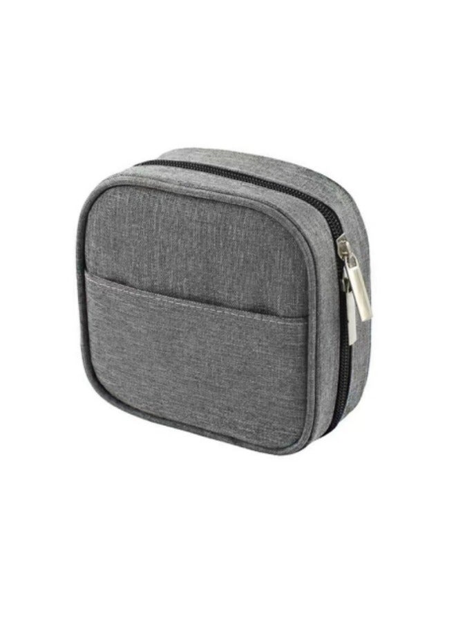 حقيبة تخزين الملحقات الإلكترونية، حقيبة تخزين رقمية للسفر، حقيبة منظم الكابلات حقيبة تخزين ملحقات الهاتف الإلكترونية المحمولة للكابل والسلك والشاحن والقرص الصلب وسماعات الأذن رمادي - Image 1