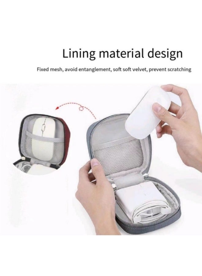 حقيبة تخزين الملحقات الإلكترونية، حقيبة تخزين رقمية للسفر، حقيبة منظم الكابلات حقيبة تخزين ملحقات الهاتف الإلكترونية المحمولة للكابل والسلك والشاحن والقرص الصلب وسماعات الأذن رمادي - Image 4