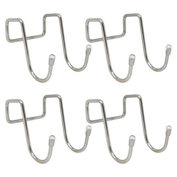 SHOPECOM Double Stainless Steel Hook Cabinet Hook Stainless Steel Multiple Use Kitchen Cabinet Drawer Cabinet Hooks Double S Shape Hook for Kitchen Wardrobe Door Bathroom5pc - Image 1