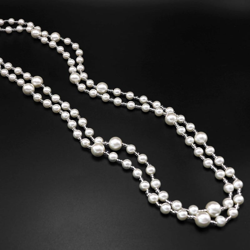 Aisansty Long Pearl Necklaces for Women Cream White Faux Pearl Strand Layered Necklace Costume Jewelry - Image 4