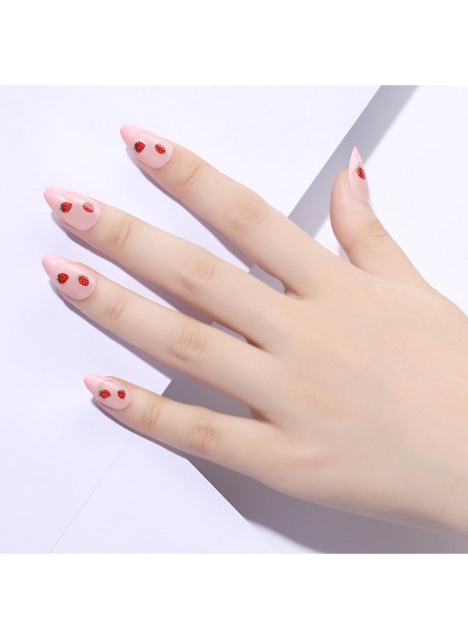 PaintLab Press-On Nails Manicure Kit, Pink Strawberry, 30-Piece Set, Long-Lasting Fake Nails With Glue, File, Prep Pad & Cuticle Stick - Image 2
