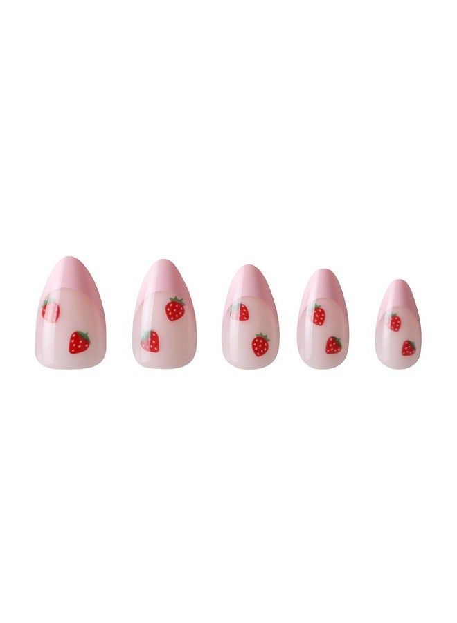 PaintLab Press-On Nails Manicure Kit, Pink Strawberry, 30-Piece Set, Long-Lasting Fake Nails With Glue, File, Prep Pad & Cuticle Stick - Image 3