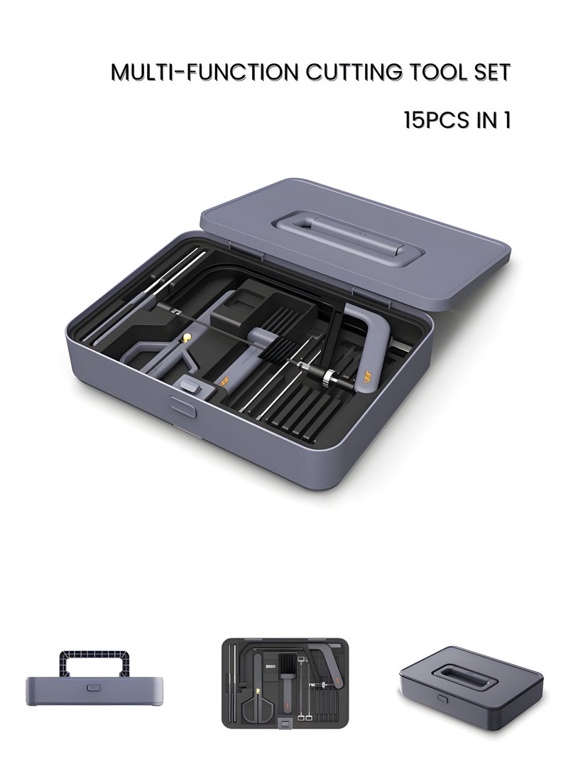 JIMIHOME - 15Piece Cutting Tool Set - Home Repair Tool Kit with Box, Multi-Function Hand Tools for DIY, Household and Maintenance, Portable, Compact, Lightweight - Image 1