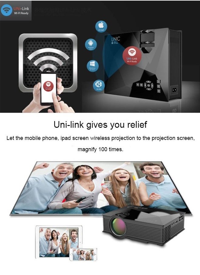Generic - WVGA LED 1200 Wireless Projector Multi-Media Wifi Led Office Supermarket Android Smart Phone Film Smart Video Projector - Image 1