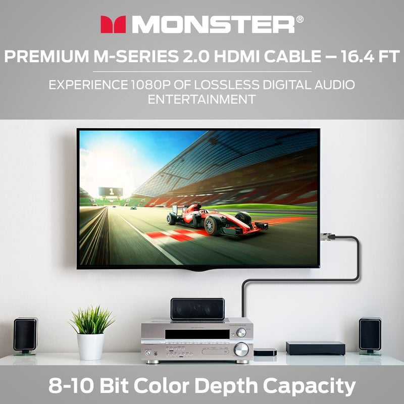 Monster M-Series Certified Premium HDMI Cable 2.0, Features 4K Ultra HD at 60Hz Refresh Rate, Duraflex Jacket, and Triple Layer Shielding, 22.5 Gbps - 16.4 ft - Image 4