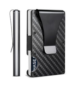 Excefore Carbon Fiber Wallet, Front Pocket Wallets for Men, Mini Credit Card Holder with Metal Money Clip, RFID Blocking Slim Wallet, Minimalist Futuristic Design, Store Various Cards Such As Bank, Ideal Gift  - Image 1