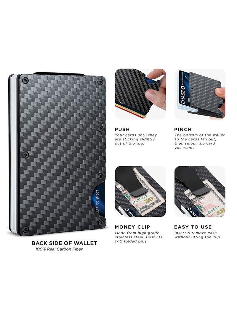 Excefore Carbon Fiber Wallet, Front Pocket Wallets for Men, Mini Credit Card Holder with Metal Money Clip, RFID Blocking Slim Wallet, Minimalist Futuristic Design, Store Various Cards Such As Bank, Ideal Gift - Image 4
