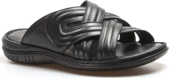 فاست ستيب Men's Genuine Leather Daily Comfortable Summer Beach Light Striped Flat Slippers 952MA141