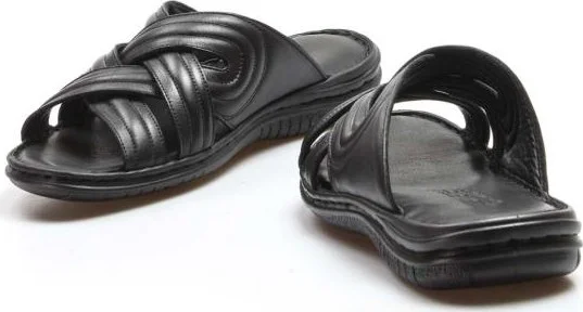 فاست ستيب Men's Genuine Leather Daily Comfortable Summer Beach Light Striped Flat Slippers 952MA141
