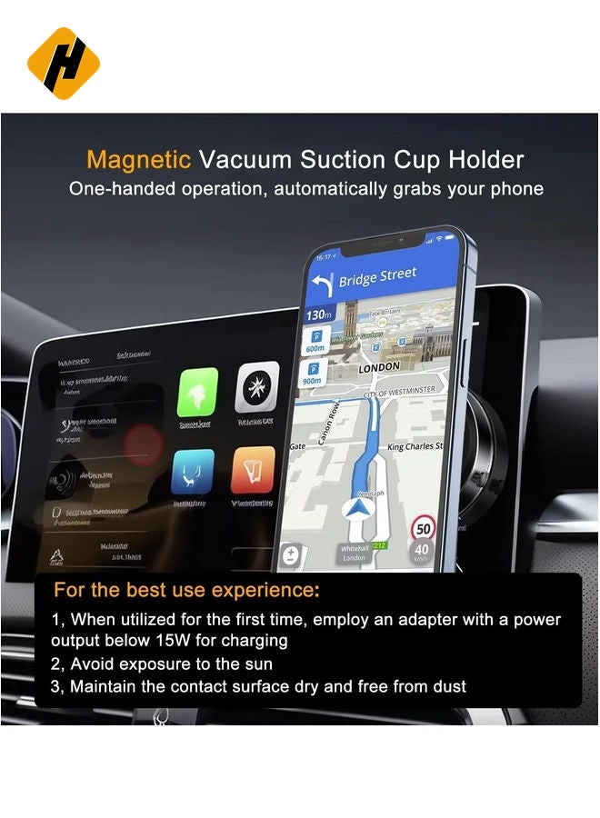 HuHa Electric Vacuum Magnetic Suction Phone Mount – Hands-Free Shower Holder, Magnetic Cell Phone Stand for Car, Gym, Mirror, & Smooth Surfaces (Compatible with MagSafe iPhone & Android) - Image 2