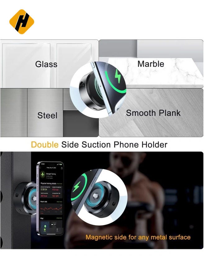 HuHa Electric Vacuum Magnetic Suction Phone Mount – Hands-Free Shower Holder, Magnetic Cell Phone Stand for Car, Gym, Mirror, & Smooth Surfaces (Compatible with MagSafe iPhone & Android) - Image 4
