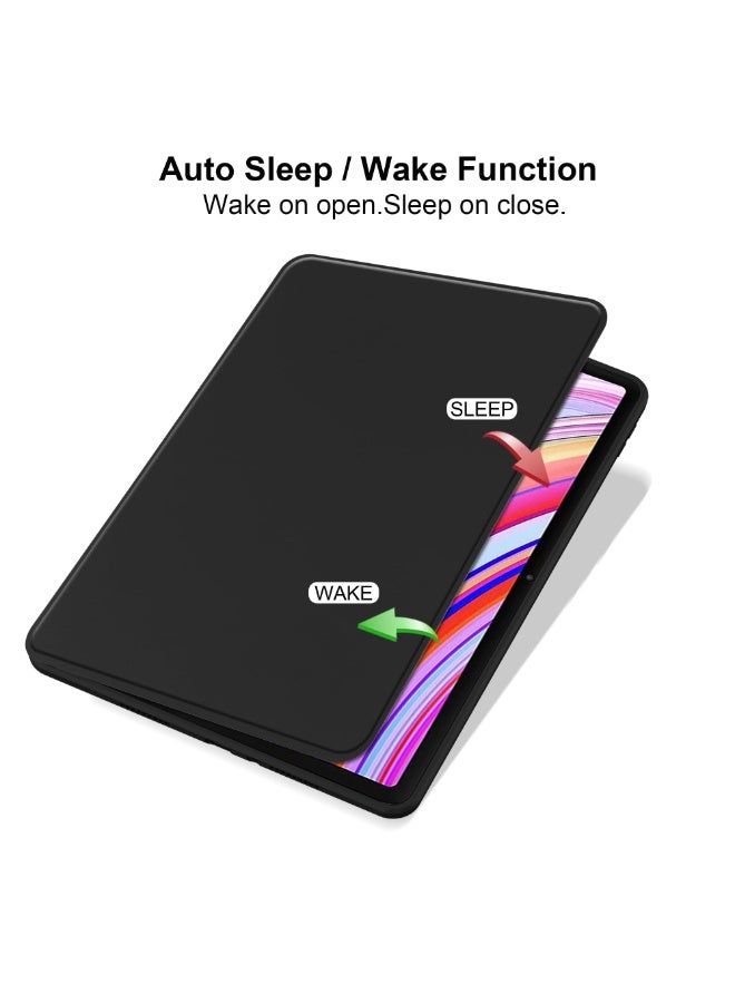 for Redmi Pad Pro 12.1-Inch / Xiaomi POCO Pad 12.1-Inch Case Cover, Tablet Protective Case With Pen Slot, Acrylic 360 ° Rotating Design, Automatic Wake-up/sleep, Soft Leather, Black - Image 2