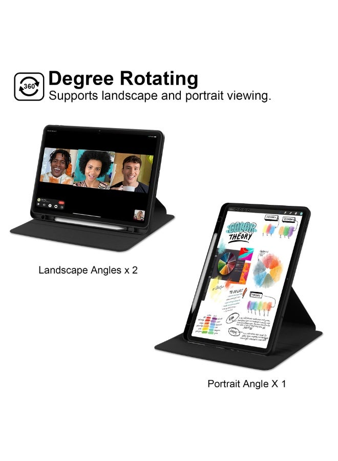 for Redmi Pad Pro 12.1-Inch / Xiaomi POCO Pad 12.1-Inch Case Cover, Tablet Protective Case With Pen Slot, Acrylic 360 ° Rotating Design, Automatic Wake-up/sleep, Soft Leather, Black - Image 3