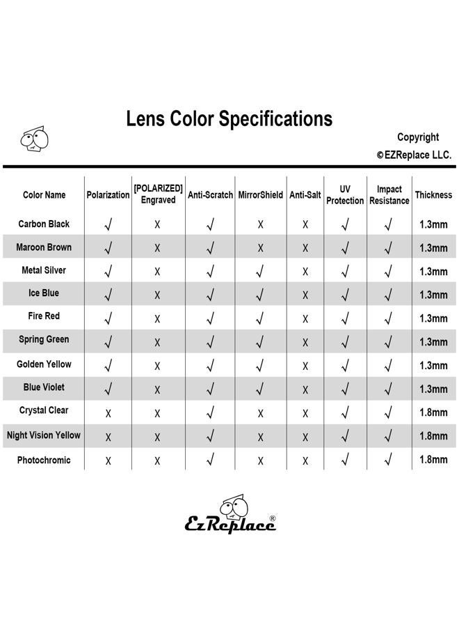 EZReplace Lenses Replacement for Oakley Fuel Cell OO9096 Sunglasses (Polarized Lenses) - Fits Oakley Fuel Cell Frame (Carbon Black+Ice Blue+Fire Red+Metal Silver) - Image 2