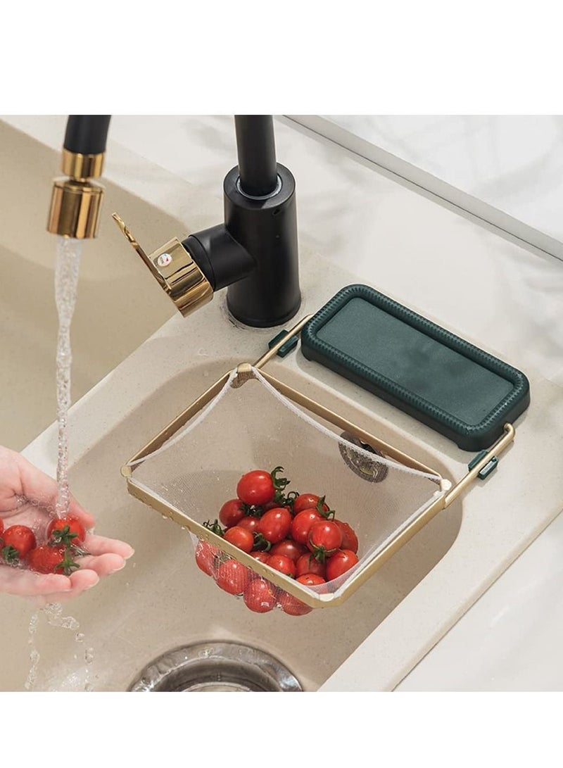 NIBEMINENT Sink Filter Rack, Kitchen Corner Drain Rack with 50pcs Bags Collapsible Basket, Filters for Waste Leftover - Image 3