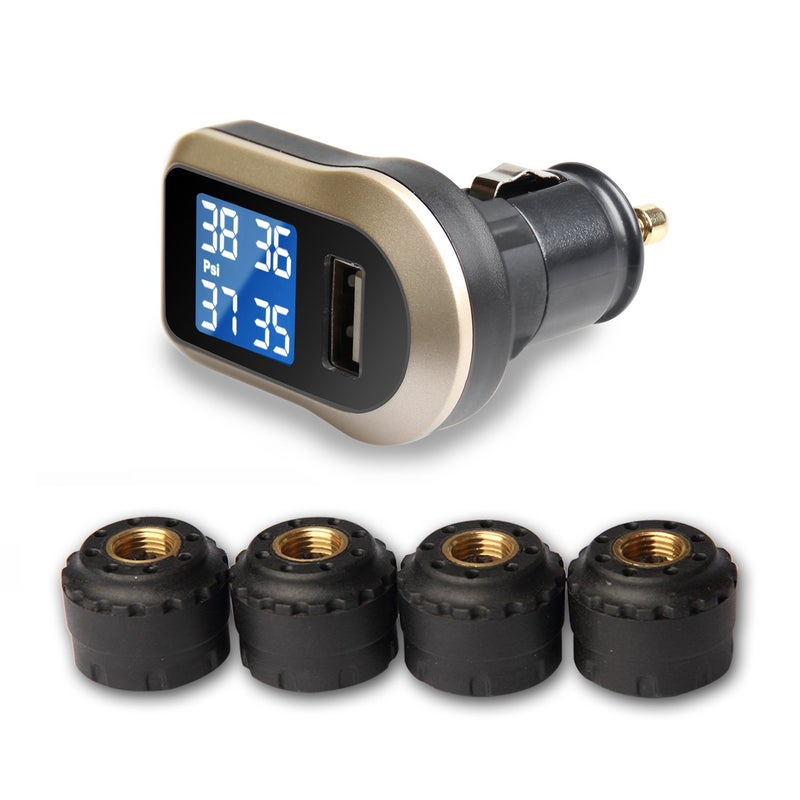 نظام مراقبة ضغط الإطارات اللاسلكي، TPMS عالمي مع شاشة LCD في الوقت الفعلي، 5 أوضاع إنذار، 4 حساسات متطورة مقاومة للماء، عمر بطارية سنتين، قابس ولاعة السجائر، 0-6 بار / 0-87 PSI - Image 2
