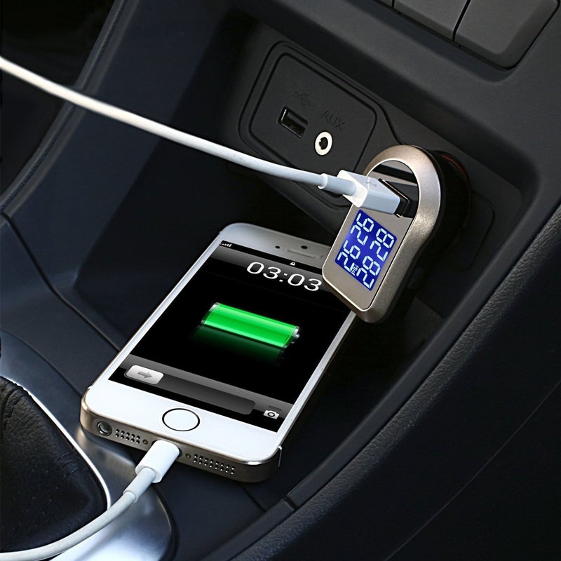 نظام مراقبة ضغط الإطارات اللاسلكي، TPMS عالمي مع شاشة LCD في الوقت الفعلي، 5 أوضاع إنذار، 4 حساسات متطورة مقاومة للماء، عمر بطارية سنتين، قابس ولاعة السجائر، 0-6 بار / 0-87 PSI - Image 5