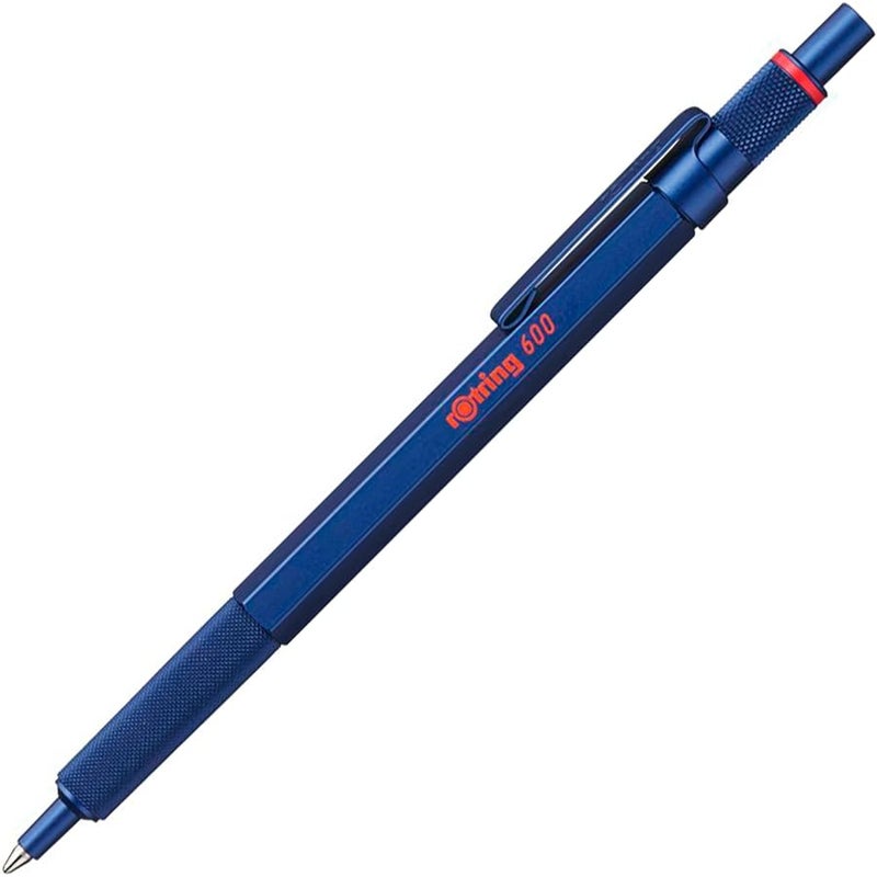 Rotring 600 Ballpoint Pen, Medium Point, Black Ink, Blue Barrel, Refillable - Image 1