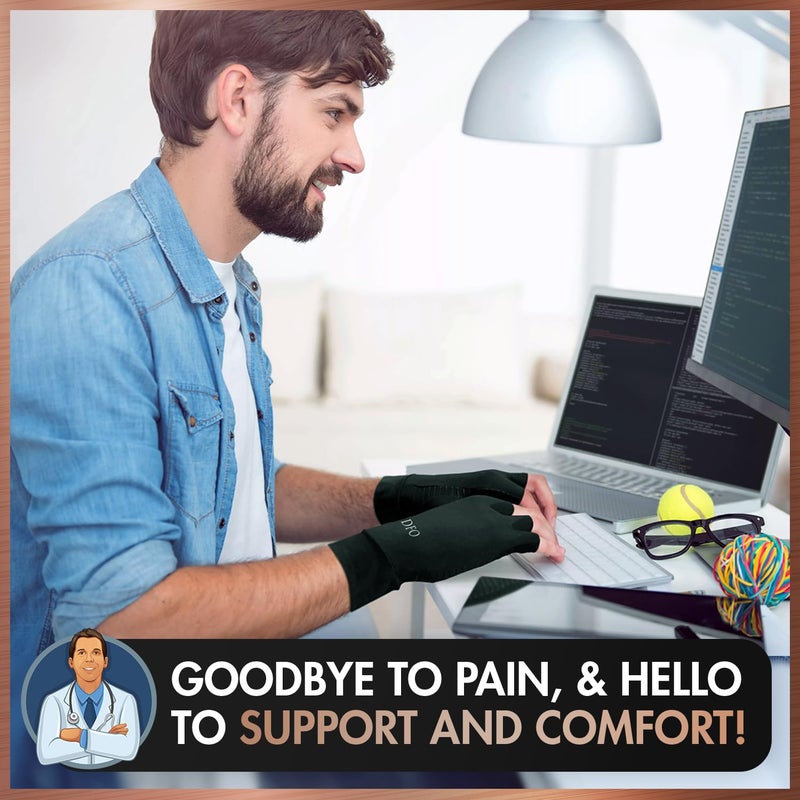 Dr. Frederick's Original Copper Compression Arthritis Gloves - Doctor-Developed Hand Pain Relief for Arthritis, Carpal Tunnel & Tendonitis - All-Day Comfort, Typing & Daily Use - Fingerless, Large - Image 4
