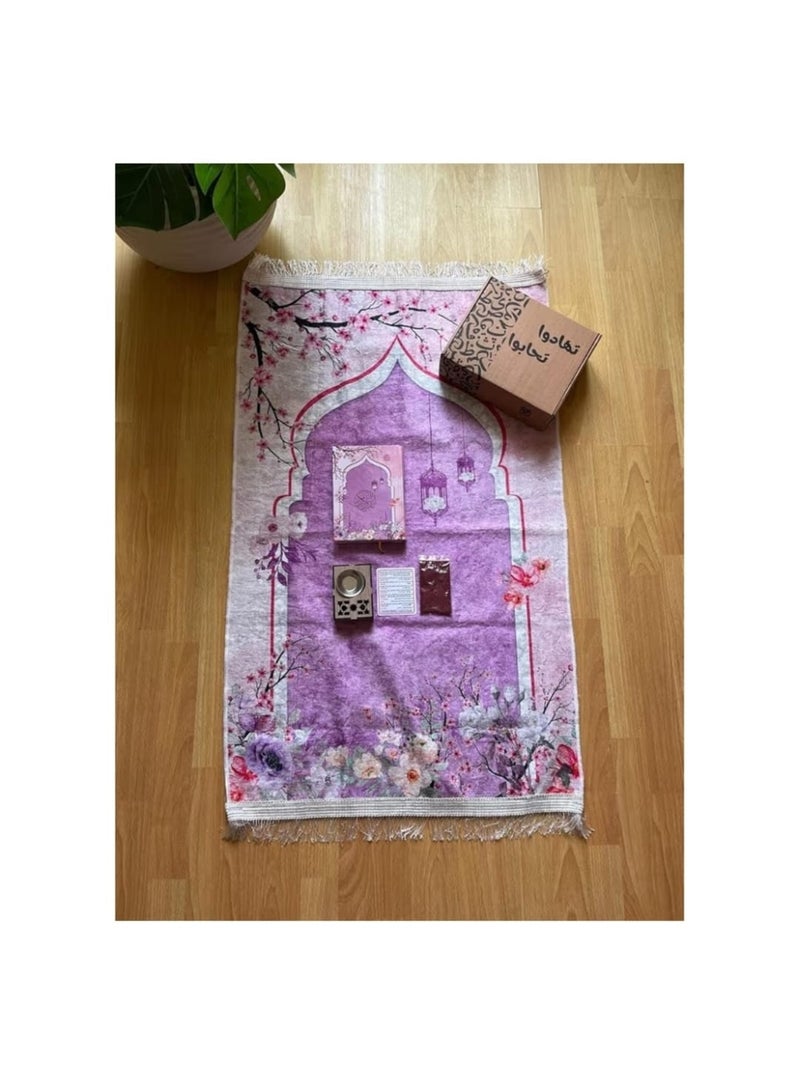 The "Give Gifts and Love" gift box contains (a good quality prayer rug, a white paper Quran, supplications, an incense burner, and incense). These high-quality, beautiful gifts are available in various shapes and colors - Image 2
