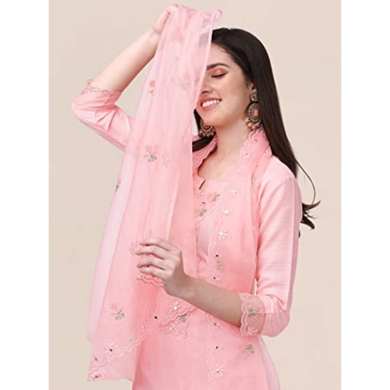 Trendmalls Women's Cotton Embroidery Salwar Suit Set Kurta Pant with Dupatta - Image 5