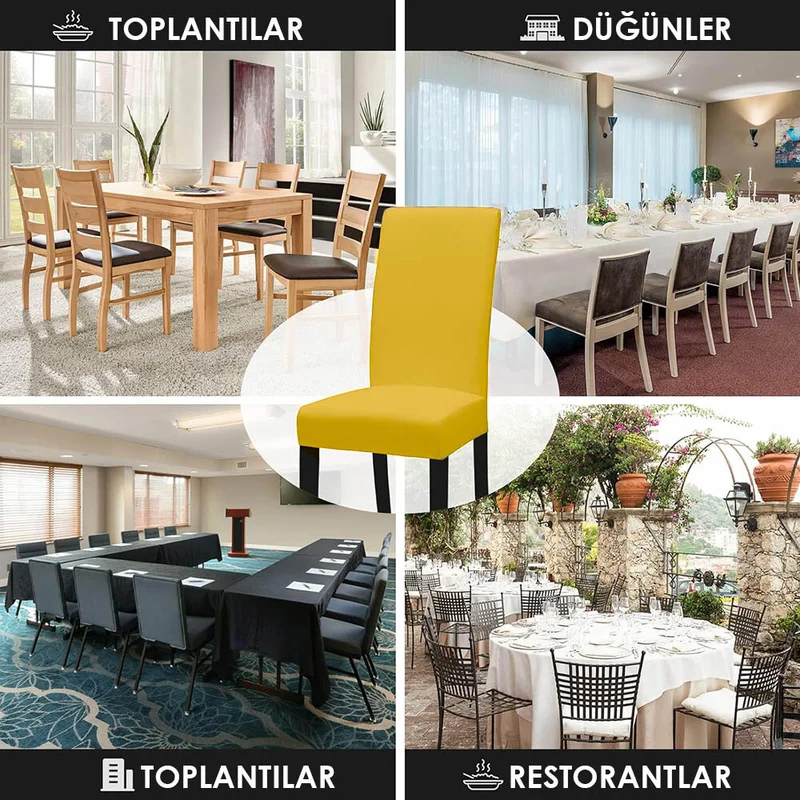 فايند Lycra Chair Cover Flexible Stretch Elastic Chair Cover Balpetek Chair Protector (1 piece) mustard