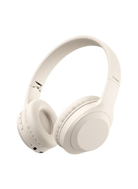 Foldable Headset, Bluetooth Wireless Headphones, Memory Foam Earmuffs, Support Wired/Wireless, Beige