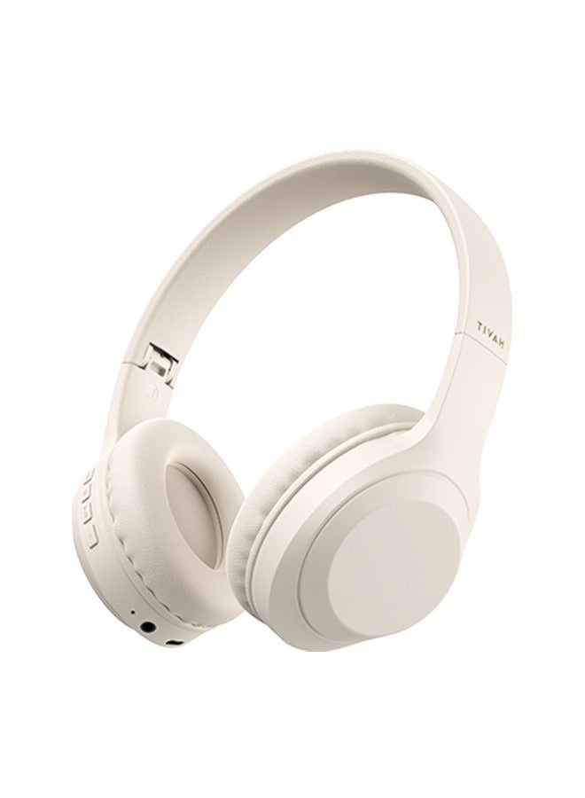 havit Foldable Headset, Bluetooth Wireless Headphones, Memory Foam Earmuffs, Support Wired/Wireless, Beige  - Image 1
