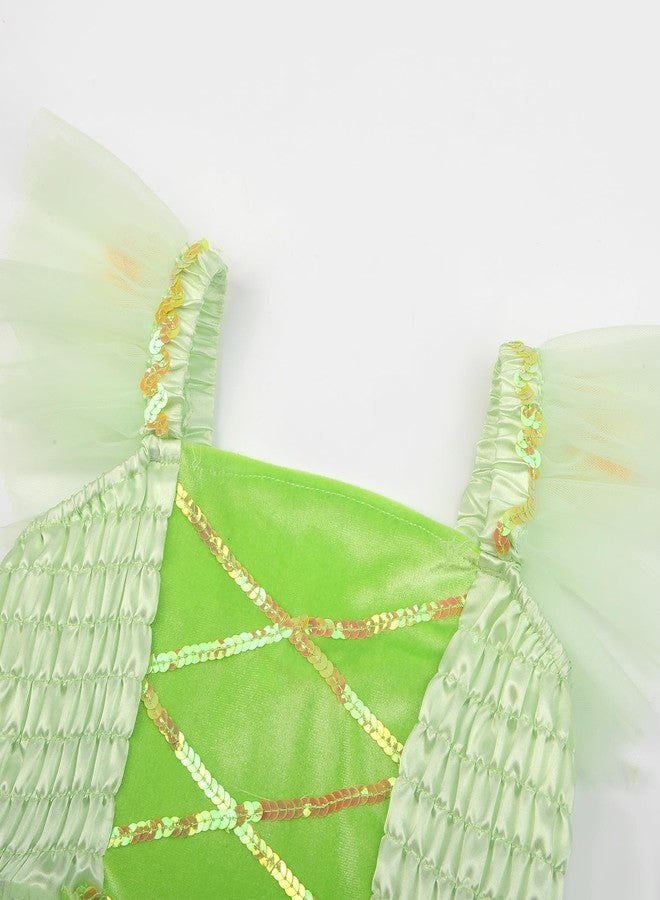 JerrisApparel Girls Fairy Costume Dress Butterfly Tulle Skirt Birthday Party Outfit (7-8 Years, Light Green Witrh Accessories) - Image 3