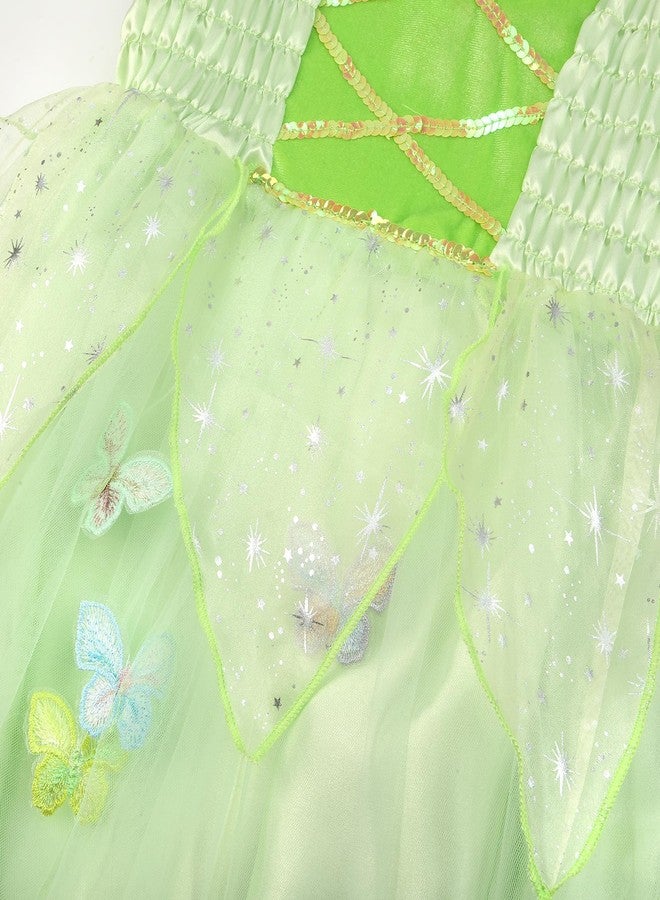 JerrisApparel Girls Fairy Costume Dress Butterfly Tulle Skirt Birthday Party Outfit (7-8 Years, Light Green Witrh Accessories) - Image 5
