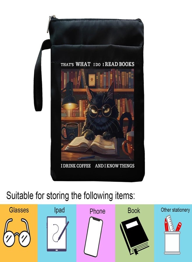 Maydvdv Inspirational Quotes Book Sleeve, Book Covers with Zipper, Book Sleeves for Book Lovers, Cat Book Pouch Protector, That's What I Do I Read Books I Drink Coffee and I Know Things - Image 5