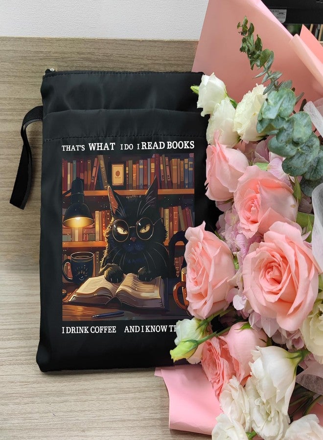 Maydvdv Inspirational Quotes Book Sleeve, Book Covers with Zipper, Book Sleeves for Book Lovers, Cat Book Pouch Protector, That's What I Do I Read Books I Drink Coffee and I Know Things - Image 3