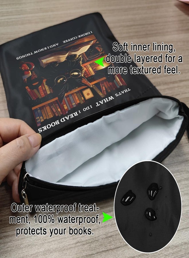 Maydvdv Inspirational Quotes Book Sleeve, Book Covers with Zipper, Book Sleeves for Book Lovers, Cat Book Pouch Protector, That's What I Do I Read Books I Drink Coffee and I Know Things - Image 4