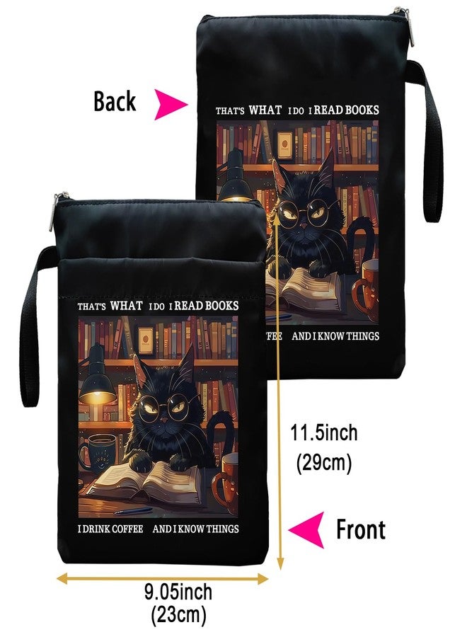 Maydvdv Inspirational Quotes Book Sleeve, Book Covers with Zipper, Book Sleeves for Book Lovers, Cat Book Pouch Protector, That's What I Do I Read Books I Drink Coffee and I Know Things - Image 2