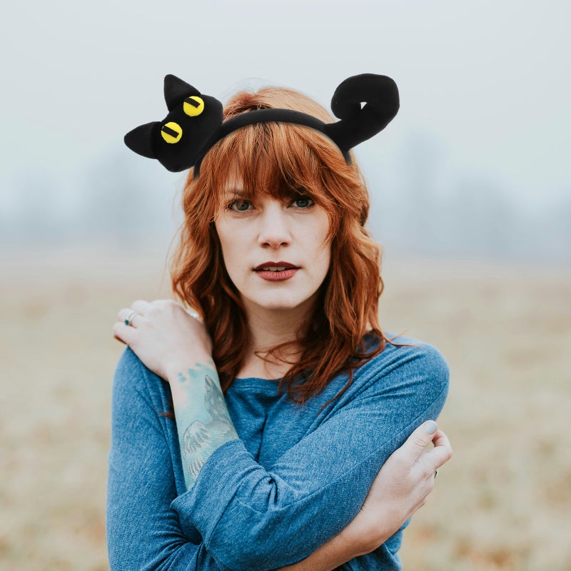 Cute Headband Women Black Furry Headband Soft Plush Hairband Comfortable Headwear For Daily Outfits Cosplay Theme Parties - Image 5
