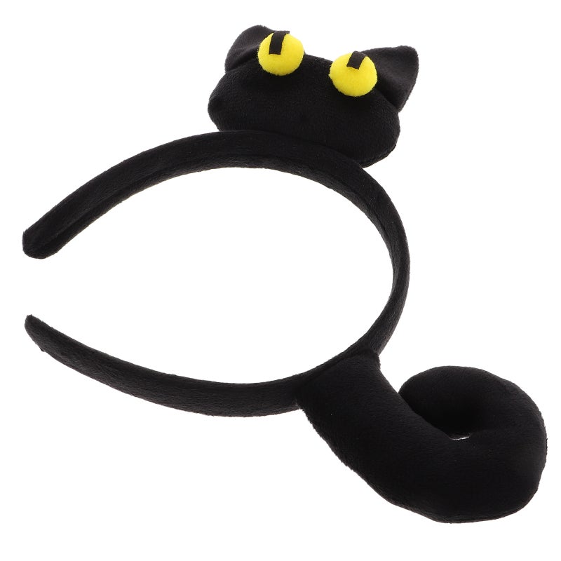 Cute Headband Women Black Furry Headband Soft Plush Hairband Comfortable Headwear For Daily Outfits Cosplay Theme Parties - Image 1