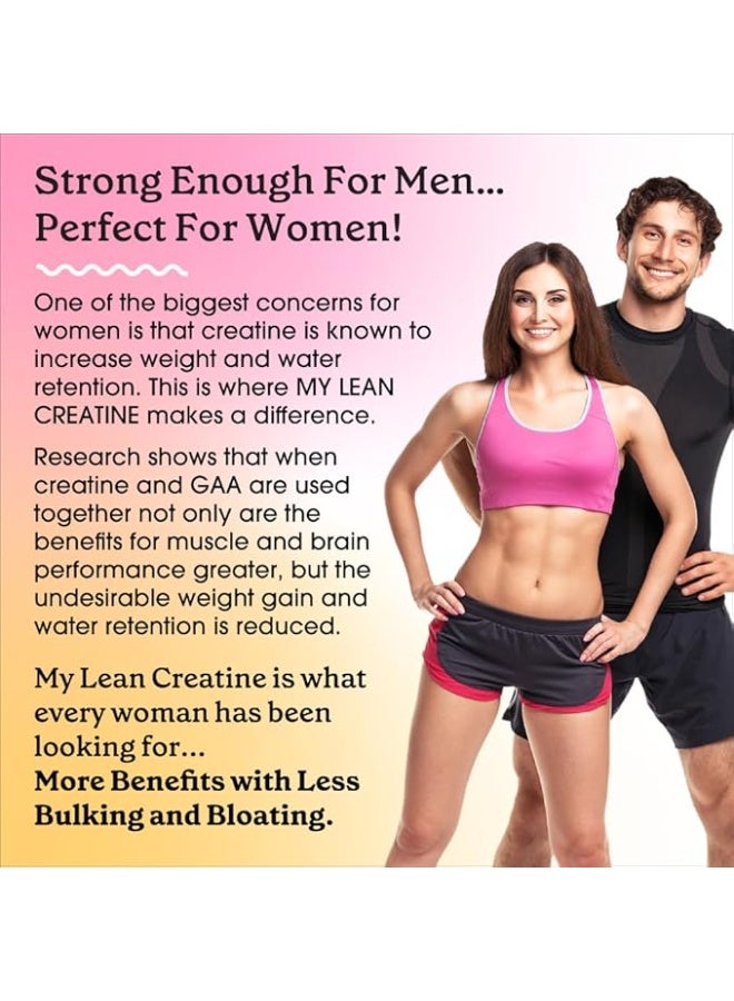Fit & Lean Creatine for Women, My Lean Creatine Powder Complex with GAA, Muscle Performance, Cognitive Function and Less Bloating, Reduced Water Retention (6.46 Ounce) (183g), Rainbow Sherbert) - Image 5