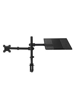 FlashHawk Laptop and Monitor Mount Stand, Single Monitor Desk Mount with Tray for 1 Laptop up to 17 inch and 1 LCD Monitor Mount up to 32 inch  - Image 1