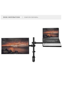 FlashHawk Laptop and Monitor Mount Stand, Single Monitor Desk Mount with Tray for 1 Laptop up to 17 inch and 1 LCD Monitor Mount up to 32 inch  - Image 2
