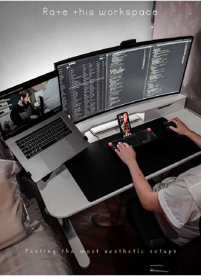 Laptop and Monitor Mount Stand, Single Monitor Desk Mount with Tray for 1 Laptop up to 17 inch and 1 LCD Monitor Mount up to 32 inch