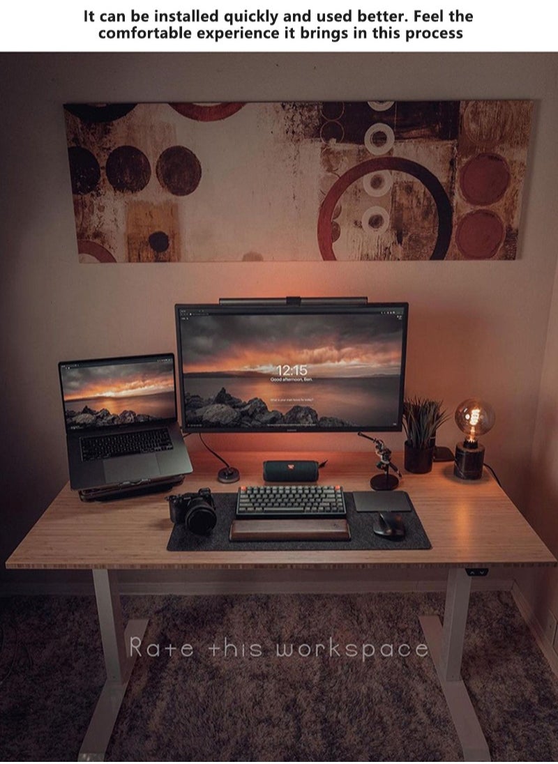 Laptop and Monitor Mount Stand, Single Monitor Desk Mount with Tray for 1 Laptop up to 17 inch and 1 LCD Monitor Mount up to 32 inch