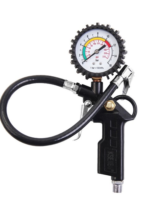 Tire Inflator with Gauge/Classic S, Rubber, Combines 3 Tools in One Compact Design—An Inflation Gun, Dual Head Air Chuck, And Gauge, Tire Inflation Tool, Cordless Tire Inflator, Checking Tire Pressure