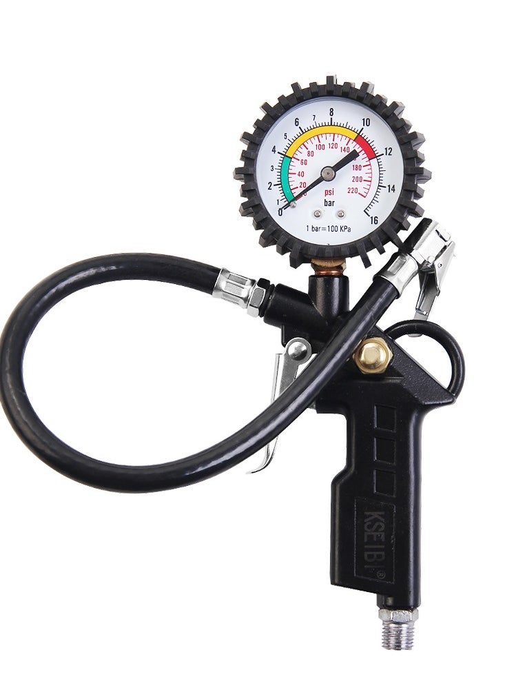 KSEIBI Tire Inflator with Gauge/Classic S, Rubber, Combines 3 Tools in One Compact Design—An Inflation Gun, Dual Head Air Chuck, And Gauge, Tire Inflation Tool, Cordless Tire Inflator, Checking Tire Pressure  - Image 1
