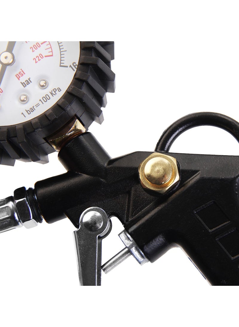 Tire Inflator with Gauge/Classic S, Rubber, Combines 3 Tools in One Compact Design—An Inflation Gun, Dual Head Air Chuck, And Gauge, Tire Inflation Tool, Cordless Tire Inflator, Checking Tire Pressure