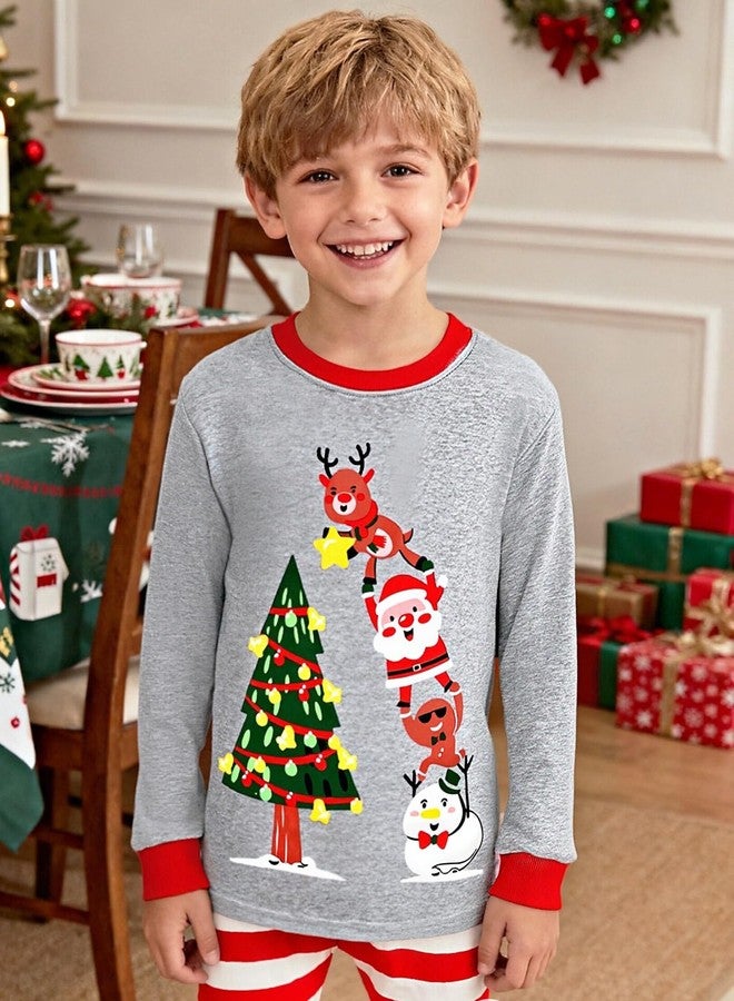 Tkria Christmas Pajamas for Kids Toddler Boys Sleepwear Set Xmas Little Girls Clothes Santa Claus Jammies 4T - Image 2