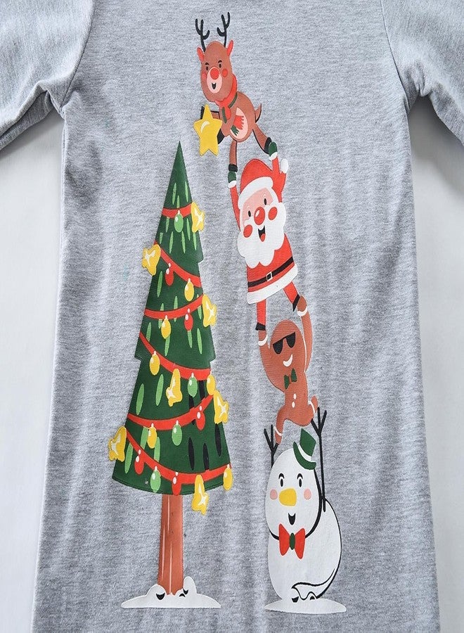Tkria Christmas Pajamas for Kids Toddler Boys Sleepwear Set Xmas Little Girls Clothes Santa Claus Jammies 4T - Image 5
