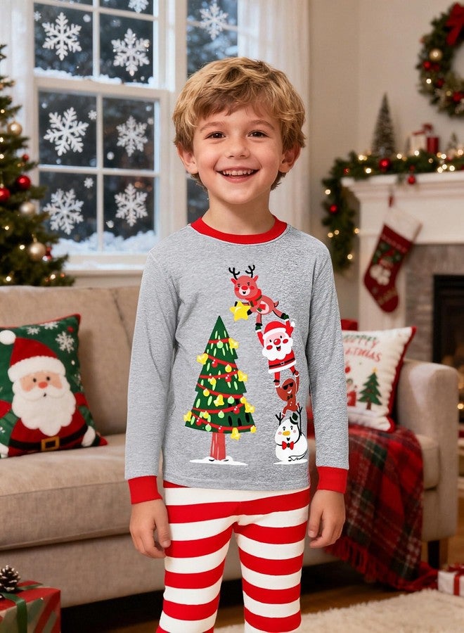Tkria Christmas Pajamas for Kids Toddler Boys Sleepwear Set Xmas Little Girls Clothes Santa Claus Jammies 4T - Image 3