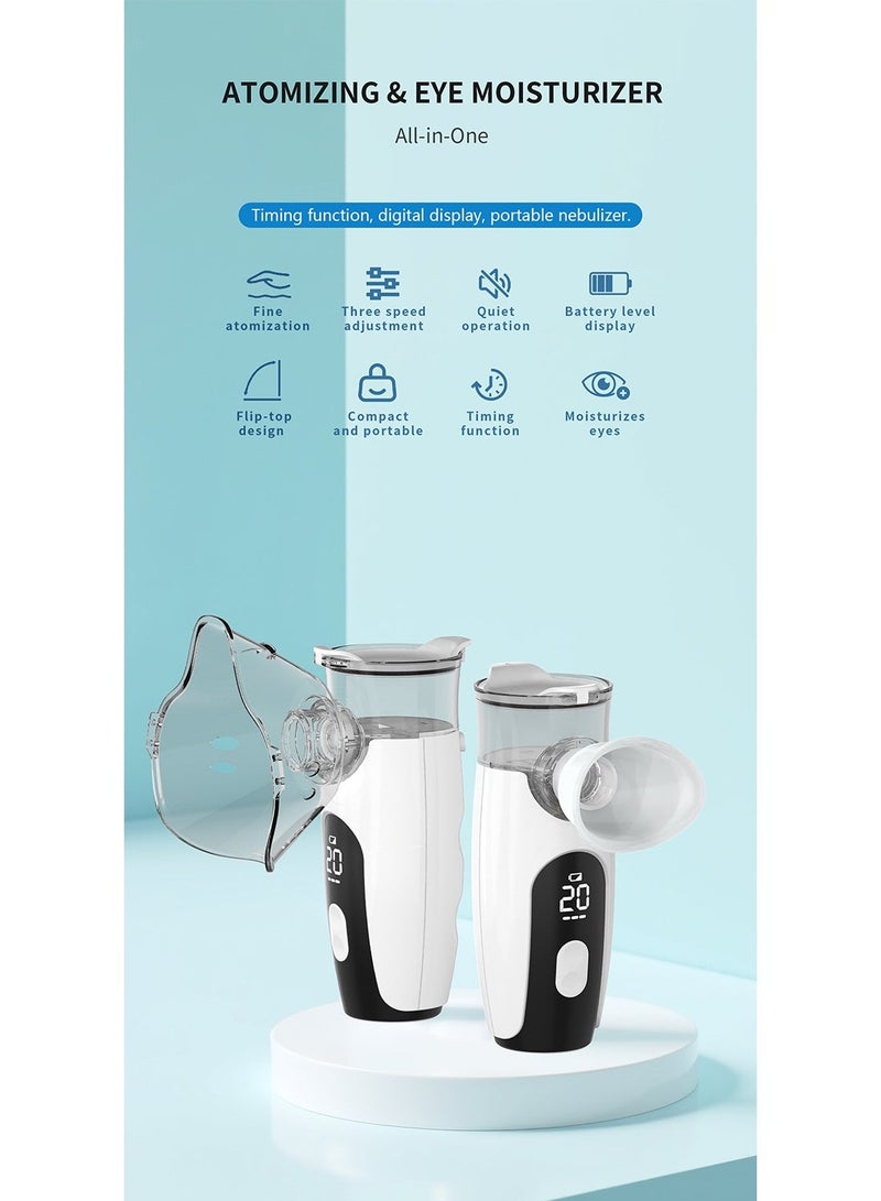 KKV Ultrasonic Inhaler Mesh Nebulizer,Portable Steam Inhaler Atomizer, All-in-one nebulizer and eye massager,smart digital display e-atomizer features three adjustable power levels, is portable, rechargeable, timing,and quiet, making it suitable for children、 travel and home use. - Image 2